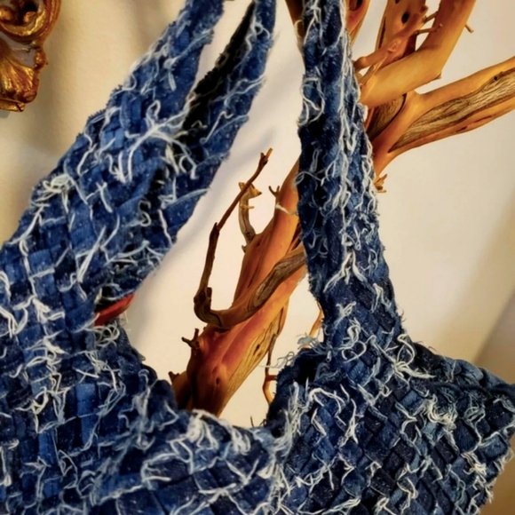 MONSERAT DE LUCCA Faded Denim Woven Tote RaRe** - Picture 6 of 10